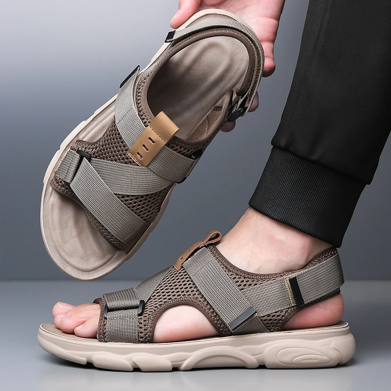 YRZL-Sandalias antideslizantes suaves y cómodas para hombre, zapatos de playa de alta calidad, sandalias de Gladiador, zapatos planos informales de