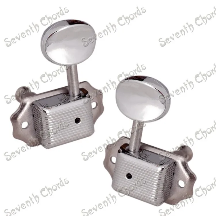 A Set Small oval Concave Button String Tuning Pegs keys Tuners Machine Heads for Acoustic Electric Guitar - Chrome