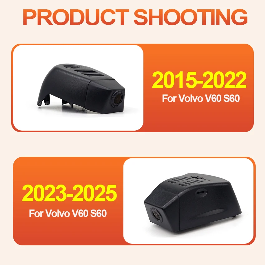 التوصيل والتشغيل اللاسلكية واي فاي داش كام سيارة DVR مسجل كاميرات لفولفو V60 S60 2015-2025 داش كام UHD 4K 2160P داش كام