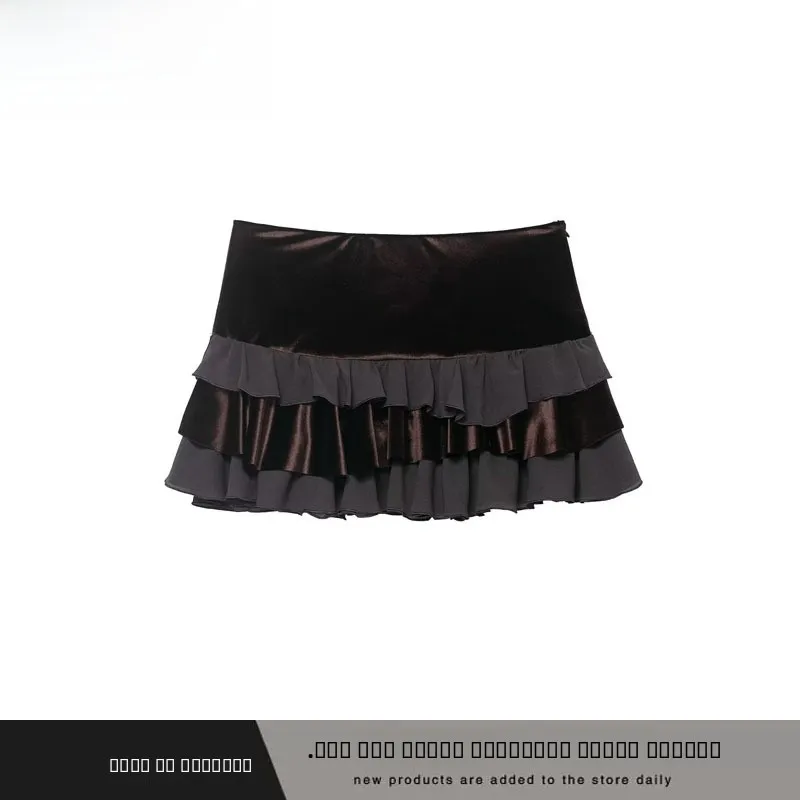 

Faionable Layered Skirt Women's Street Sle Autumn Winter New Arrival ZR Wind Splicing Decoration Skirt Polyester Fiber