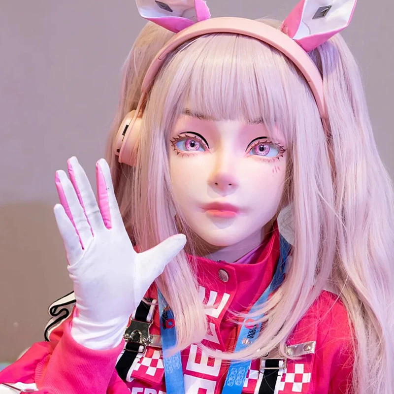 شخصيات أنيمي تأثيري أنثى/فتاة الراتنج كامل الرأس/نصف عقال قفل BJD قناع شخصيات كرتونية تأثيري Kigurumi أو قناع