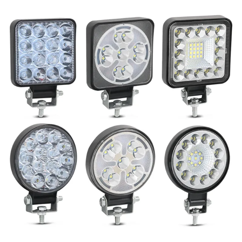 1/2 pcs Led Work Light 42W 48W 63W 96W 2835 Square High Power Circle MINI LED Driving Fog Lamp Bar 6000K White Yellow 12V 24V