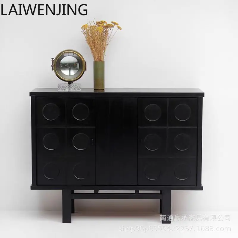 

HLZ retro TV cabinet black living room storage cabinet medieval furniture storage side cabinet