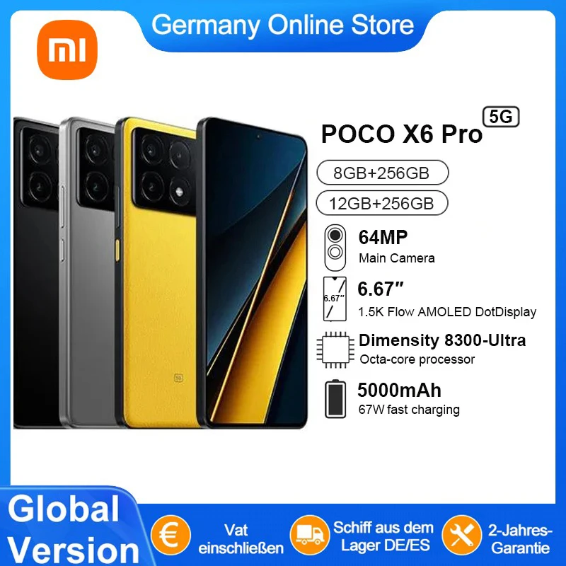 POCO X6 Pro 5G Global Version Smartphone Dimensity 8300-Ultra 6.67 