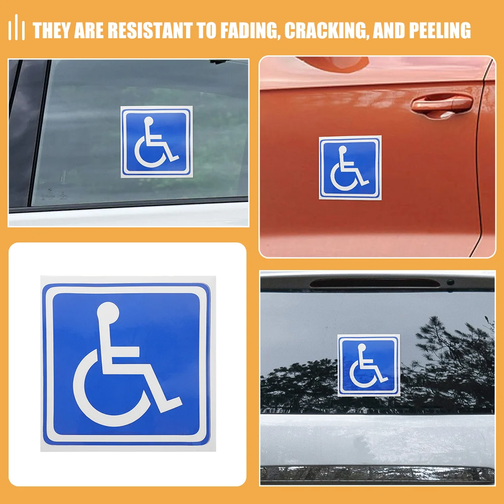 6 Sheets Disabled Signage Handicapped for Car Wheelchair Symbol Labels Flag Square Disability Stickers Parking Person inside