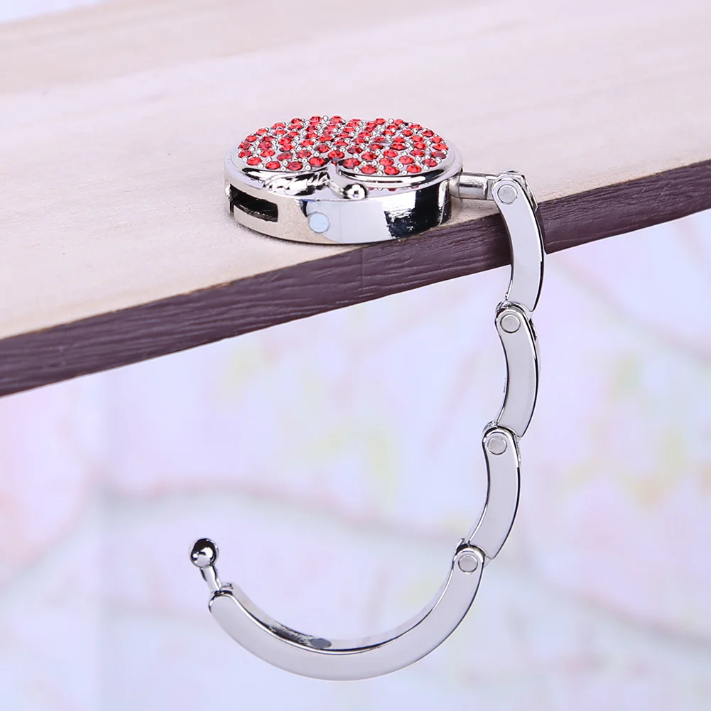 Foldable Desk Mount Bag Holder Hook Multi-Function Rhinestone Apple Bag Hanging Hook Heavy Duty Backpack Hanger for Home School