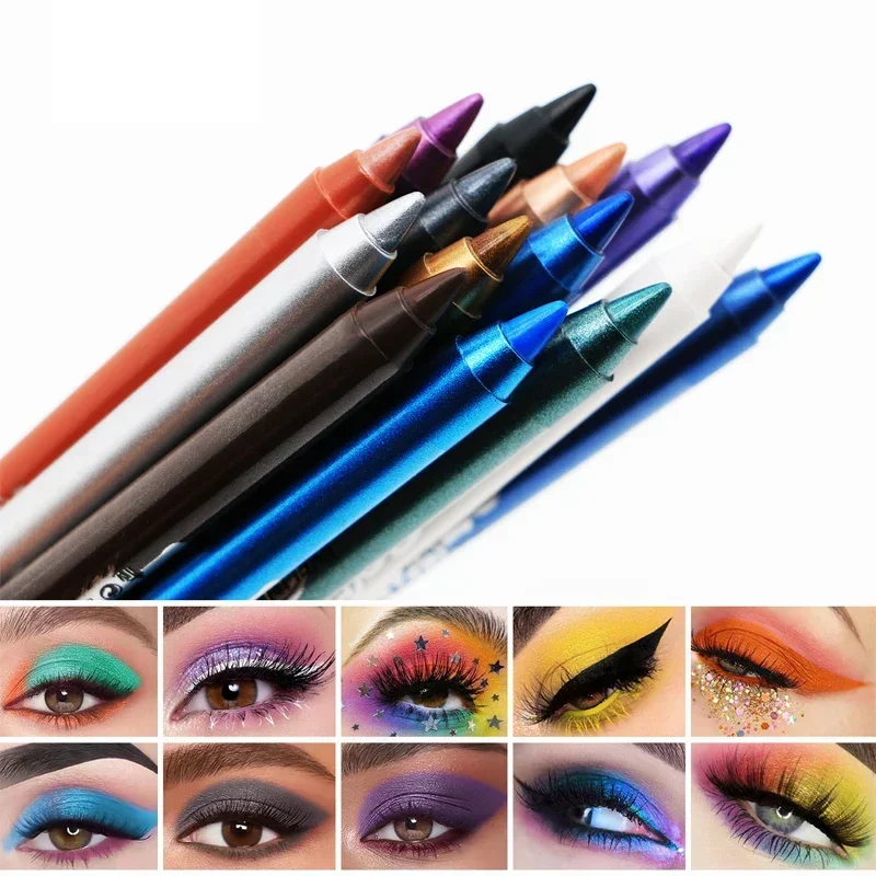 Ombretto matita trucco matita Eyeliner color perla impermeabile Non sbavatura naturale bianco nero rosa blu