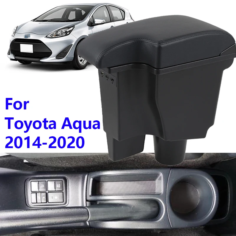 

For Toyota Aqua armrest box interior center console storage box with USB 2014-2020 car interior accessories easy to install