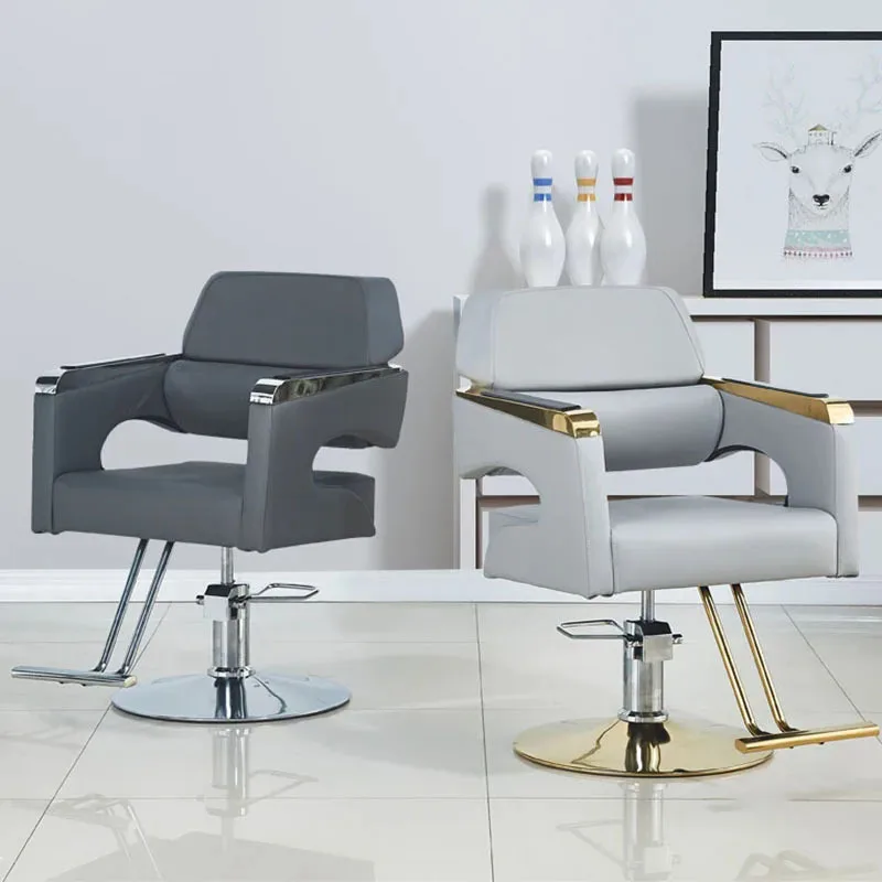 

Light Luxury Stainless Steel Barber Chair Professional Salon Chairs for Hair Stylist Beauty Salon Lift Hairdressing Tattoo Chair