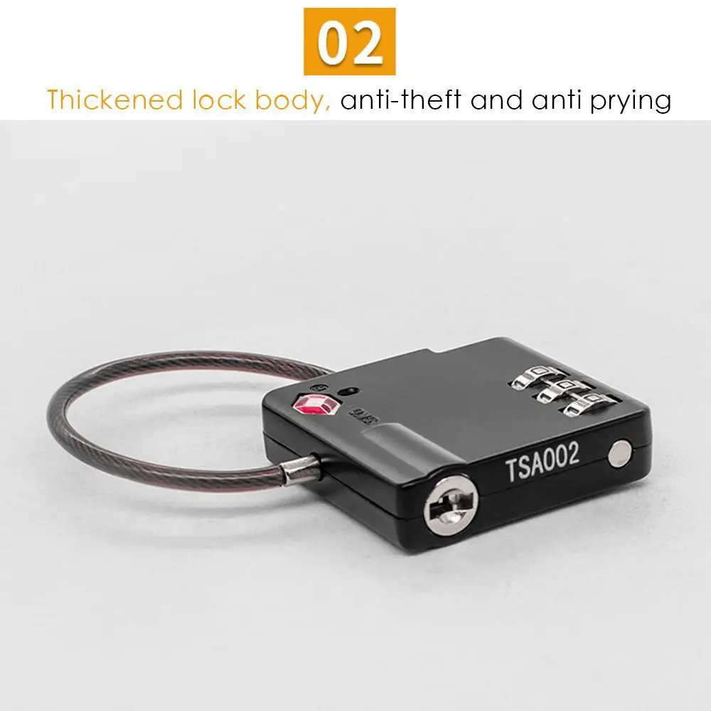 TSA Customs Wire Lock Security 3 Digit Mini Zinc Alloy Combination Travel Suitcase Luggage Bag Code Password Lock Padlock