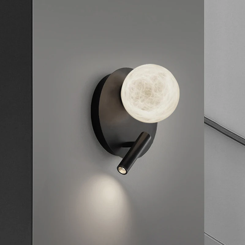 

Postmodern Art Dining Room Brass Marble Ball Wall Lamp Nordic Simple Bedroom Bedside Study Aisle Staircase Wall Lights