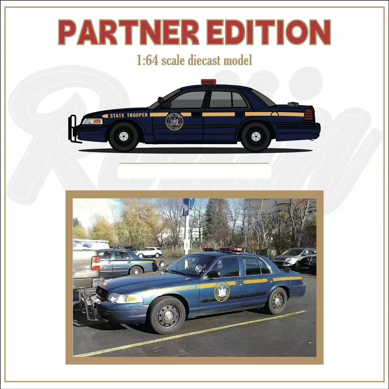 PreSale Rollin 1:64 Crown Victoria Police Patrol Car MK2 EN114 Pantner Edition Diecast Diorama Model Collection Miniature Toys