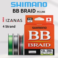 2025 SHIMANO línea de pesca de 4 hebras BB BRAID 150M/200/300 X4 PE líneas de pesca trenzadas hechas en Japón de alta resistencia y suave