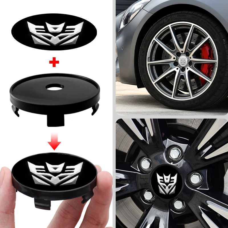 4Pcs 60mm Car Styling Transformers Autobots Emblem Badge Sticker Car Wheel Hub Center Caps Rim Cover Stickers Auto Accessories