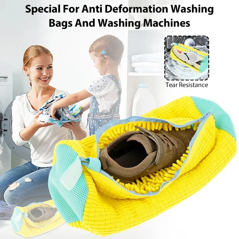 Washing Shoes Bag Padded Net Laundry Shoes Protector Fluffy fibers Polyester Sneaker Washing Friendly Laundry Bag Drying Bags image 3