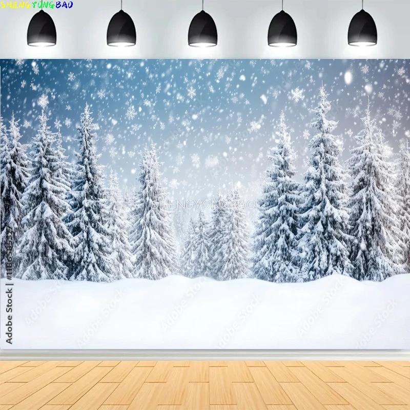 

Christmas Day Pine Tree Photography Backdrop Props Xmas Eve Family Party Living Room Decor Fireplace New Year Background CT04