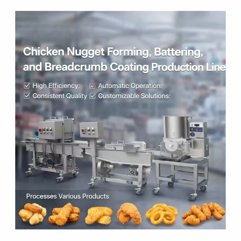 Customized Automatic Chicken Nugget Forming Breading Production Line With Batter Coating Food Processing Equipment