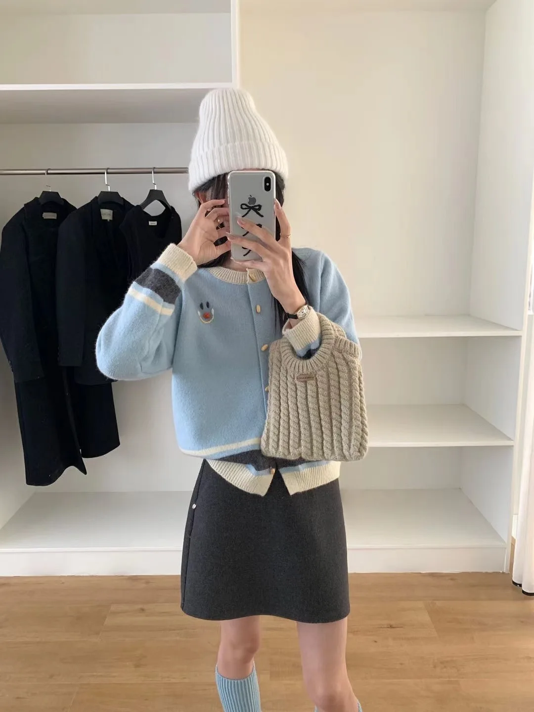 Coreano Sle viso ricamato rotondo Ne lavorato a maglia cardigan aperto design pulsante di sensazione morbido Melding colore tariffa di fascia alta...