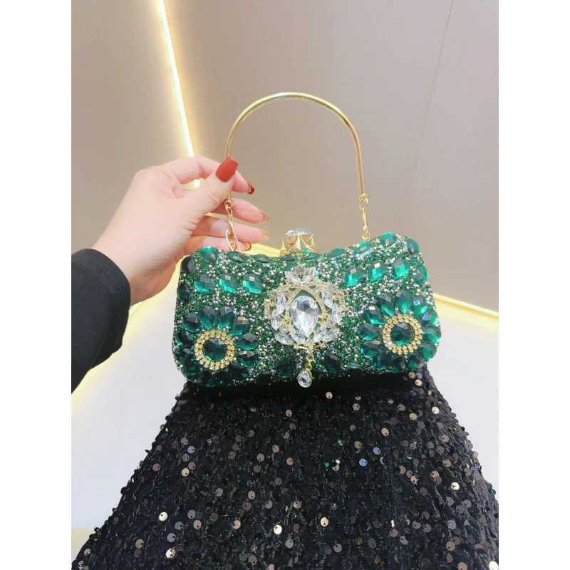 New diamond-embellished small handbag for women, elegant clutch for parties, gatherings, and evening events