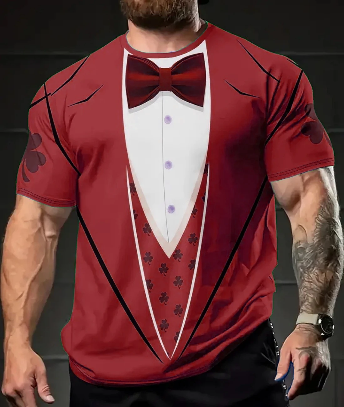 

Men's Motorcycle Riding Suit Creative 3D Printed Round Neck Short Sleeve Breathable Quick Drying Street Fashion Loose Top