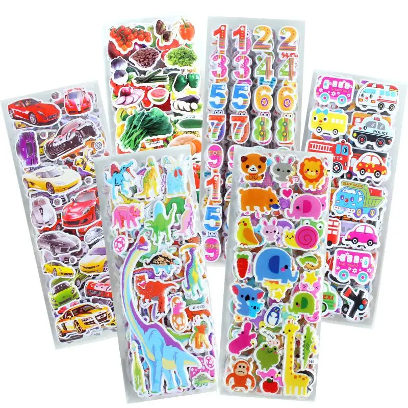 40 60 Different Sheets 3D Stickers for Kids Puffy Children Stickers Boys Girls Teachers Reward Craft Scrapbooking Gift Toys