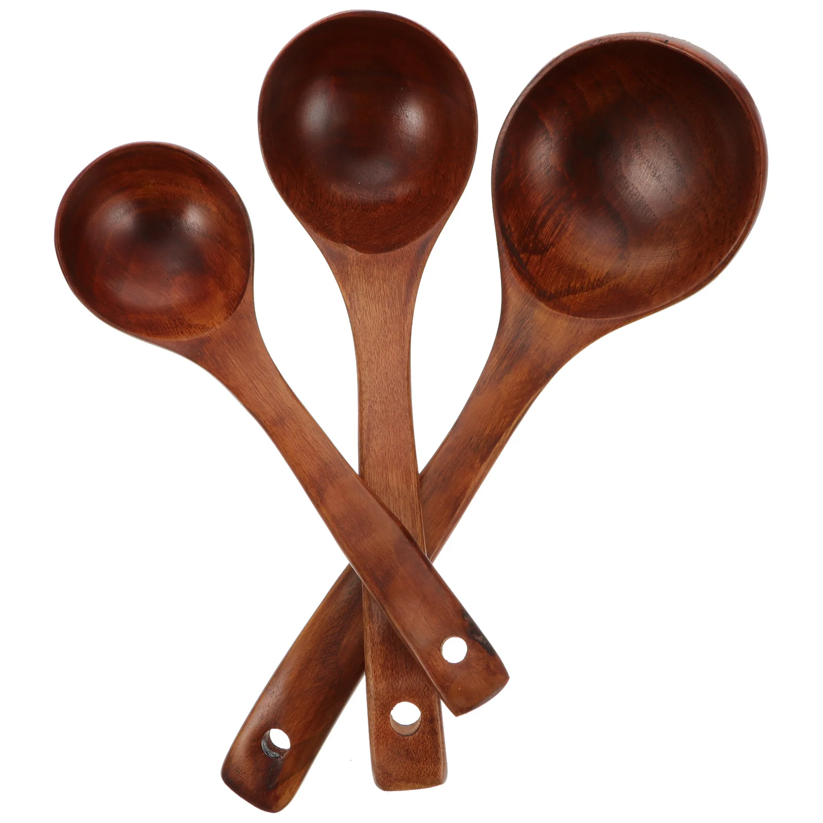 

3pcs Wooden Spoons Long Handle Eco-friendly Kitchen Utensils Soup Serving Spoon Dining Tableware Traditional Style Simple Life