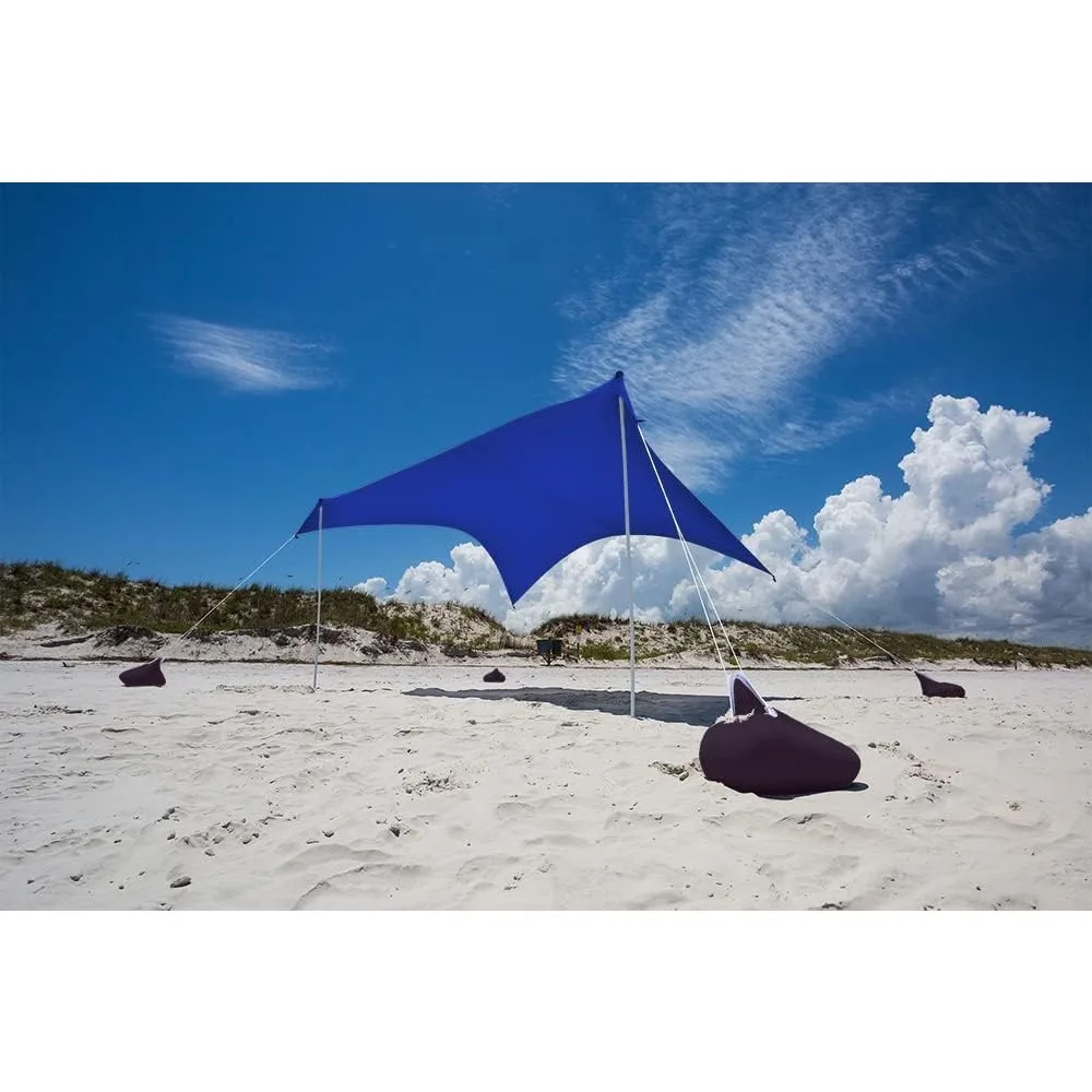 

Beach Tent Sun Shelter UPF50+ Pop Up Beach Sun Shade Canopy Sandbag Anchors and Stability Poles,Large 9 x 9 ft - Up to 7 People