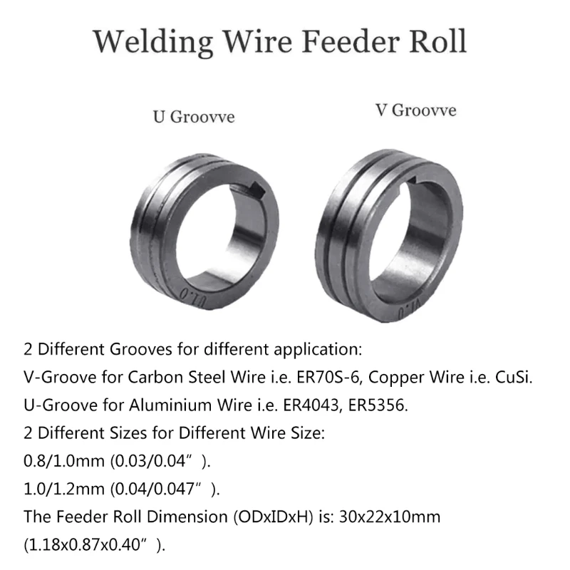 Wire Feeder Roll V U Knurl Groove 30x22x10mm for 0.8 1.0 1.2mm Steel Aluminum Flux Cord Welding Wire MIG Welding Machine