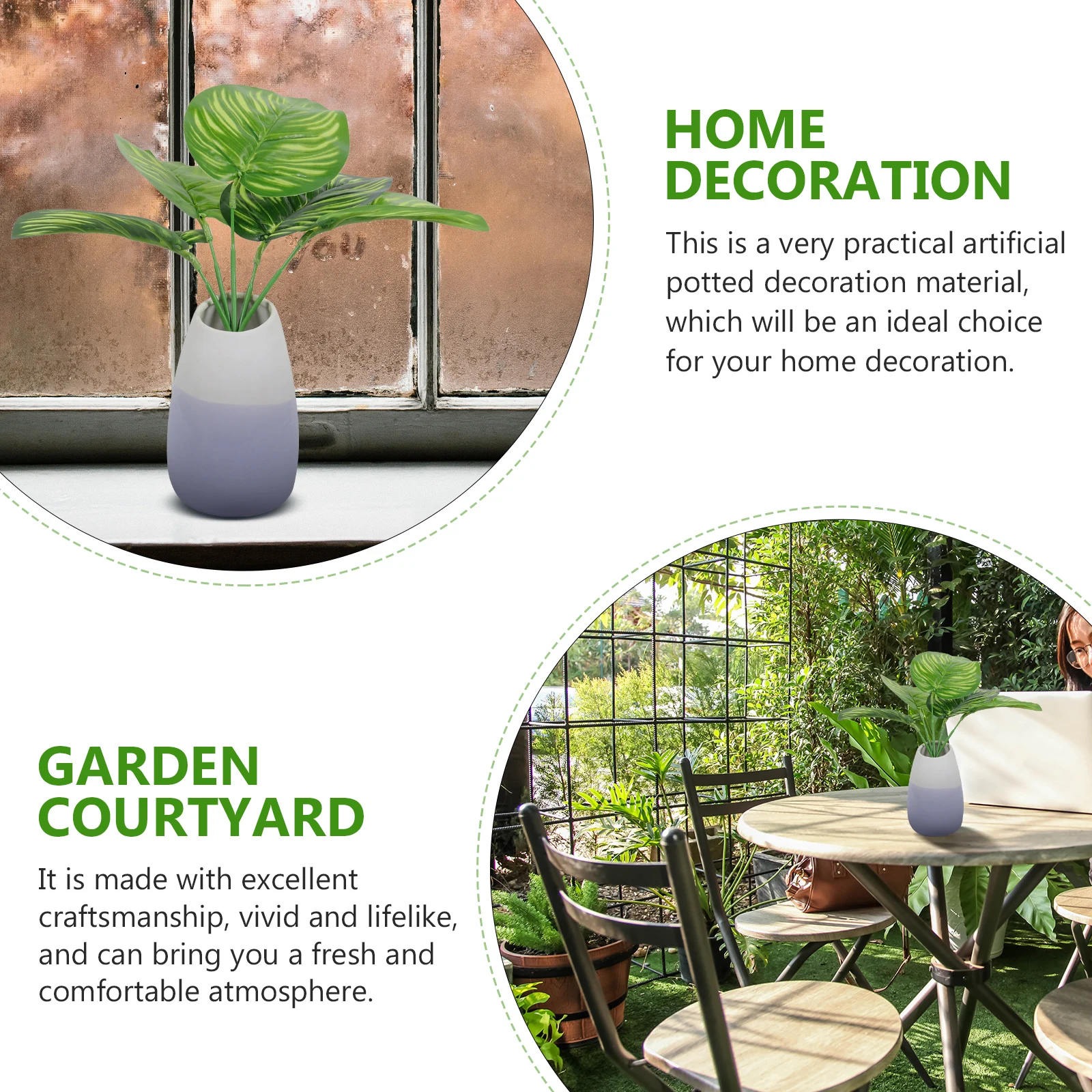 

6pcs Artificial Green PlantsApple Leaves Plastic Material Office Study Balcony Decor Mini Potted Bonsai Simulation Calathea