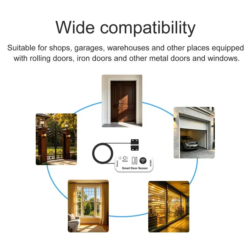 DT51 Tuya Smart Garage Door Opener Remote Controller, WiFi App Control with 5M Wired Door Sensor for Home