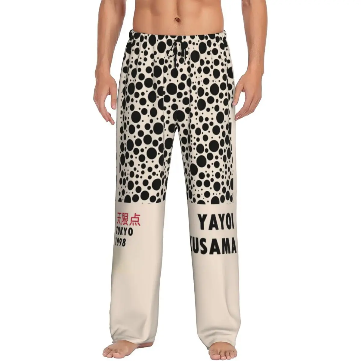

Custom Yayoi Kusama Japanese Exhibition Pajama Pants Men Sleepwear Lounge Sleep Bottoms Stretch with Pockets