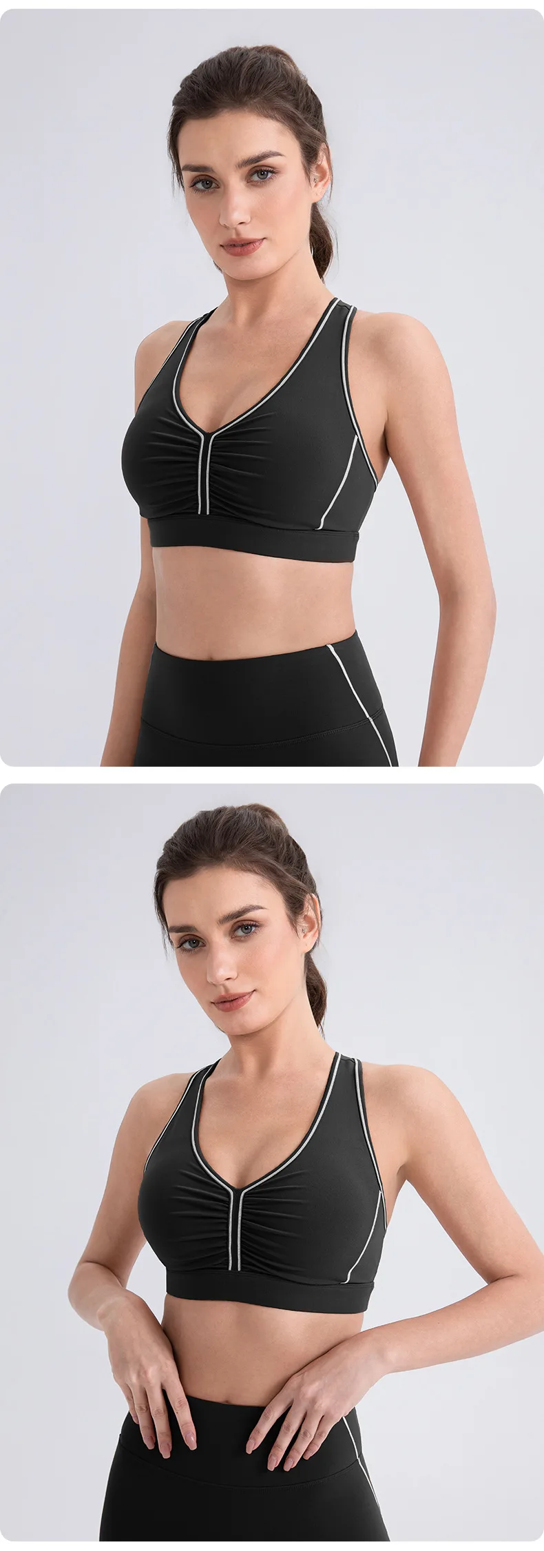Damen Yoga-BH, ärmellos, kurzes Crop-Top, Weste, atmungsaktiv, schnell trocknend, schweißabsorbierend, für Laufen, Fitness, Workout, Tanzen – Detail 6