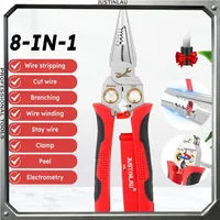 Multifunctional Wire Stripper Electrician Pliers 8-in-1 Stainless Steel Needle-nose Pliers with Electrical Measurement Hand Tool