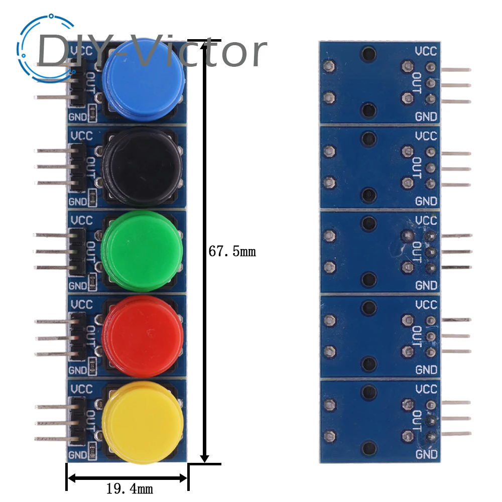 5 pz 12 x12mm modulo chiave grande modulo pulsante grande modulo interruttore tattile luce con cappello uscita di alto livello per arduino o