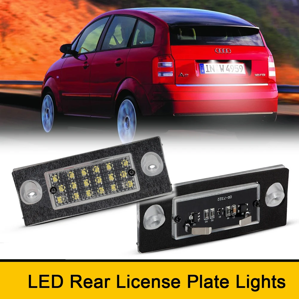 2Pcs Free Error LED Tail License Number Plate Lights For Audi A2 BJ 1999-2005 Auto Accessories Styling