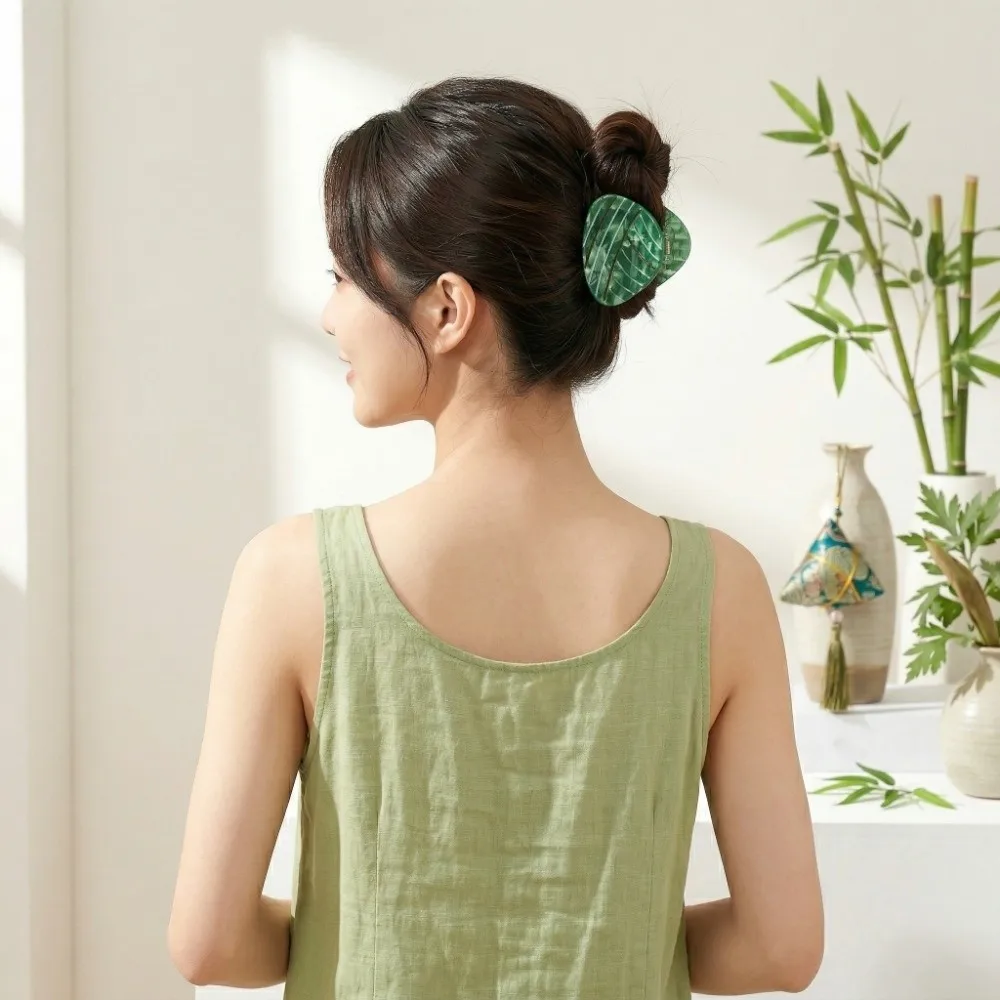 Waterproof Zongzi Shark Clip High-Quality Sweet Acetic Acid Hair Claw Chinese Style Green Rice Dumpling Hairgrips for Girls view 4