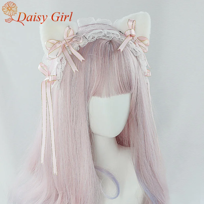 New Lolita Headwear Cute Plush Astrology Cat BB clip Comic Convention Cosplay Fashion Dual-Purpose Bow Accessories Hair Bands
