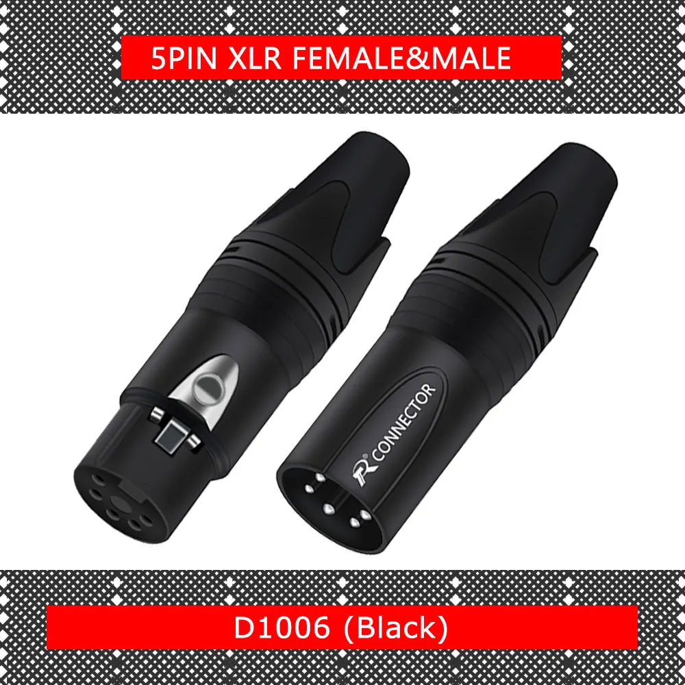 10 stks/partij 5 Pin XLR Connector Mannelijke/Vrouwelijke Jack Plug Vernikkeld 5 Pole Microfoon Jack MIC Kabel Terminal Audio connector