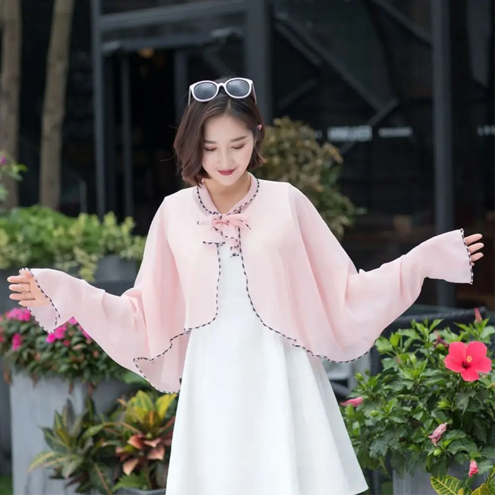 

Female Wraps Poncho Bikini Cover Long Sleeves Summer Sun Protection Cape Chiffon Scarf Korean Style Shawl Sunscreen Shawl