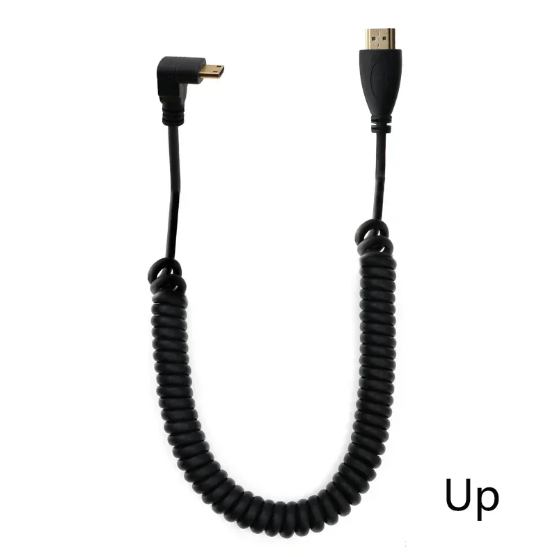 كابل تلفزيون عالي السرعة صغير عالي الدقة إلى HDTV مطلي بالذهب حليقة زنبركية متوافقة مع HDMI 4k V1.4 لكاميرات الفيديو Sony Canon DSLR Nikon