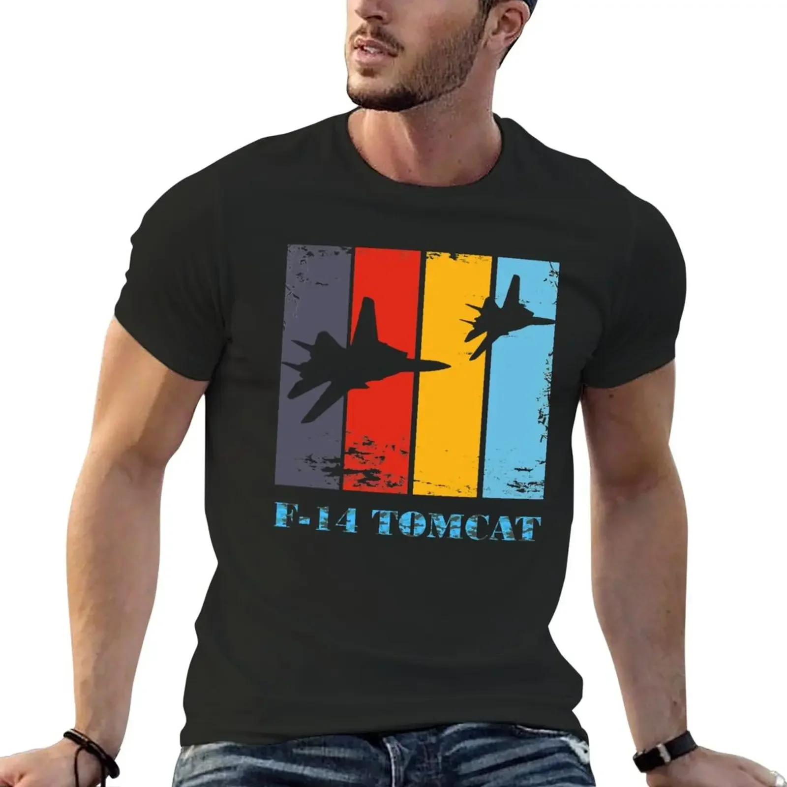 F-14 Tomcat Fighter Jet Retro T-Shirt graphics blacks hippie clothes fruit of the loom mens t shirts