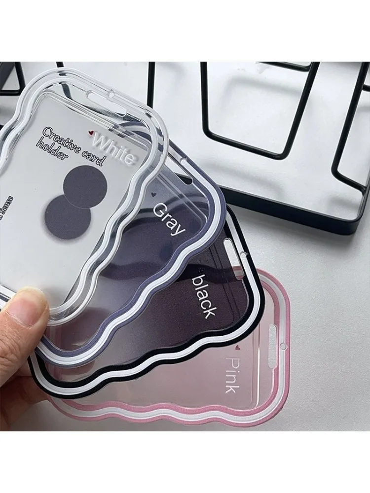 Porte-cartes transparent double face pour étudiant, porte-badge, carte d'identité, carte de crédit, accès au campus, mignon, porte-clés, mode