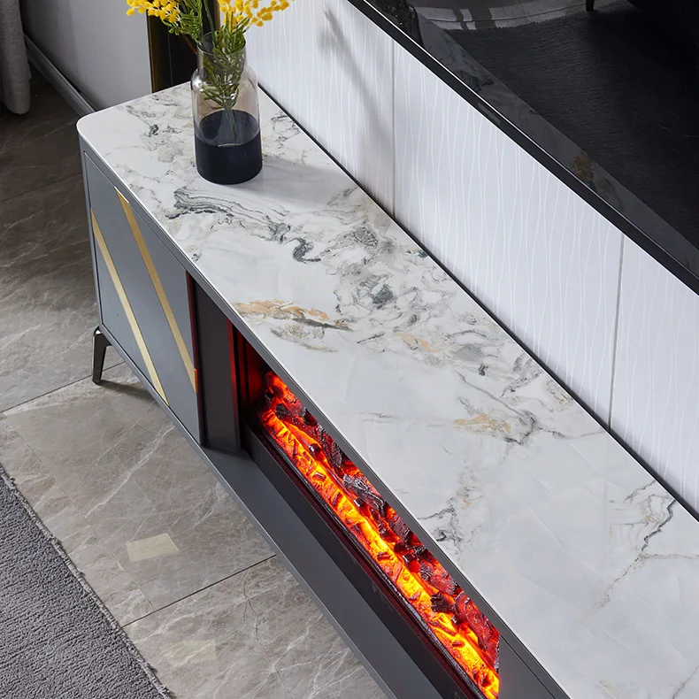 Camino minimalista da 1,8 m mobile TV in legno massello simulato fuoco decorazione armadio villa camino in ardesia riscaldamento