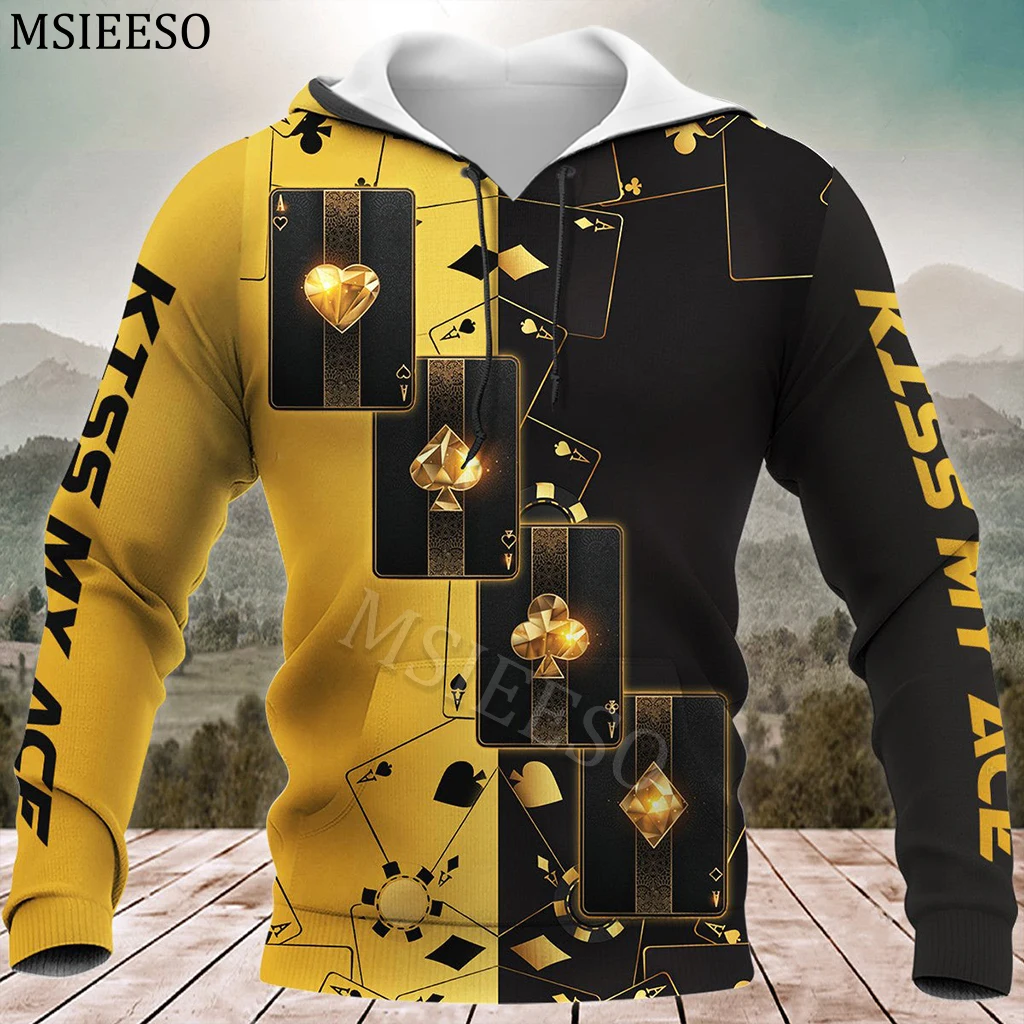 MSIEESO Poker Kiss My Ace 3D All Over Printed Unisex Hoodie Men Autumn Sweatshirt Streetwear Casual Women Zipper Jacket Pullover