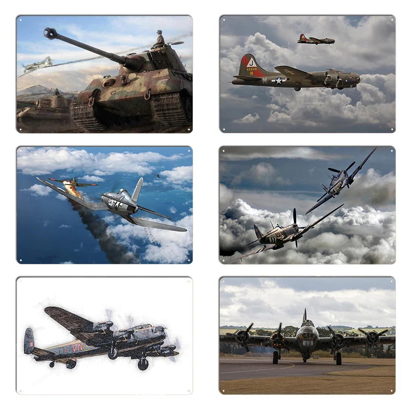 

Ww2 Metal Plaque Poster Custom Pub Garage Wall Pub Garage Decoration Ww2 War Fighter Tank Tin Sign Poster