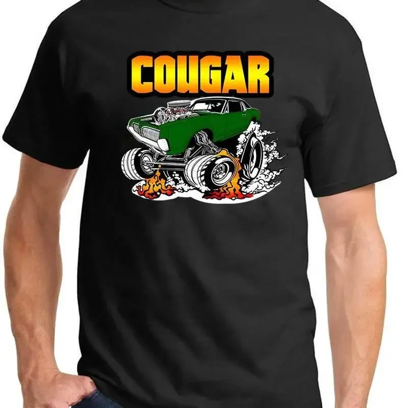 1967 1968 Mercury Cougar Hardtop Radical Rides Cartoon Design T Shirt New