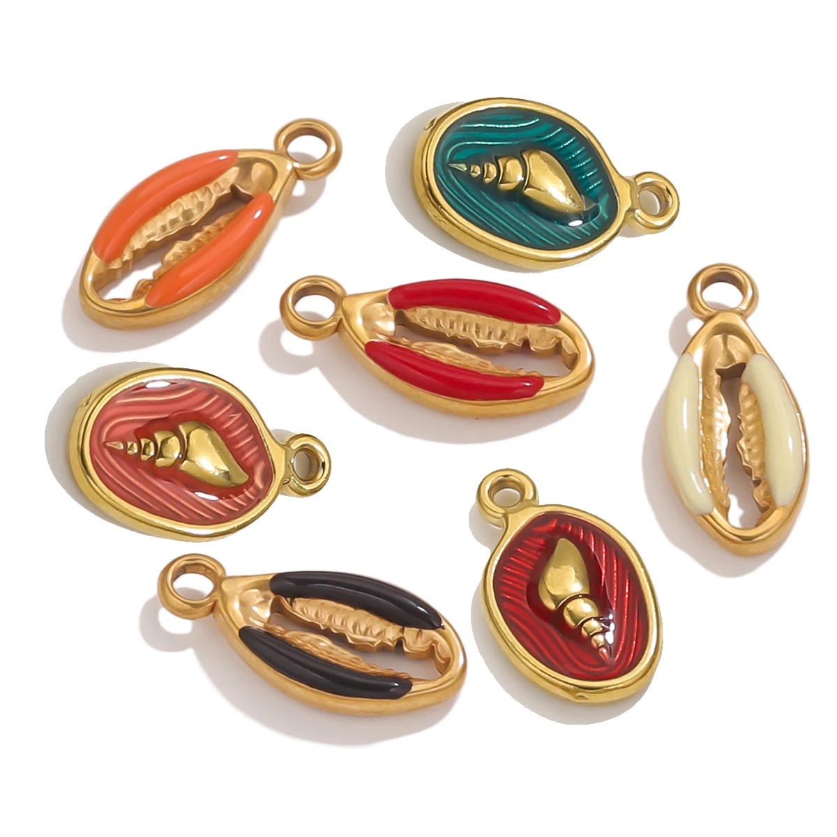 

4/5 PCS Stainless Steel Summer Enamel Conch Pendant for Women's Bracelet Jewelry Making DIY Earring Jewelry Crafts Connector