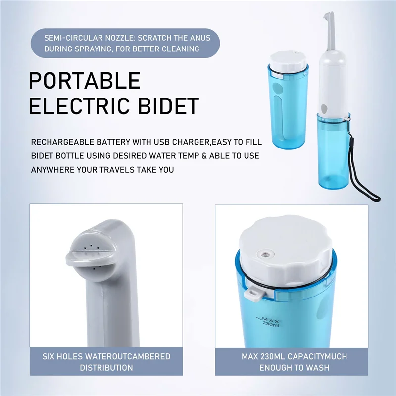 AA86 Handheld Portable Electric Bidet With USB Charging - Travel/Holiday Portable Baby Bidet Irrigator Sprayer Personal Hygiene