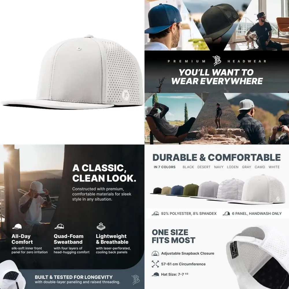 

Elite Performance Baseball Cap with Adjustable Snapback, Silk-Soft Lining, Water-Resistant Shell, and Paneled Design