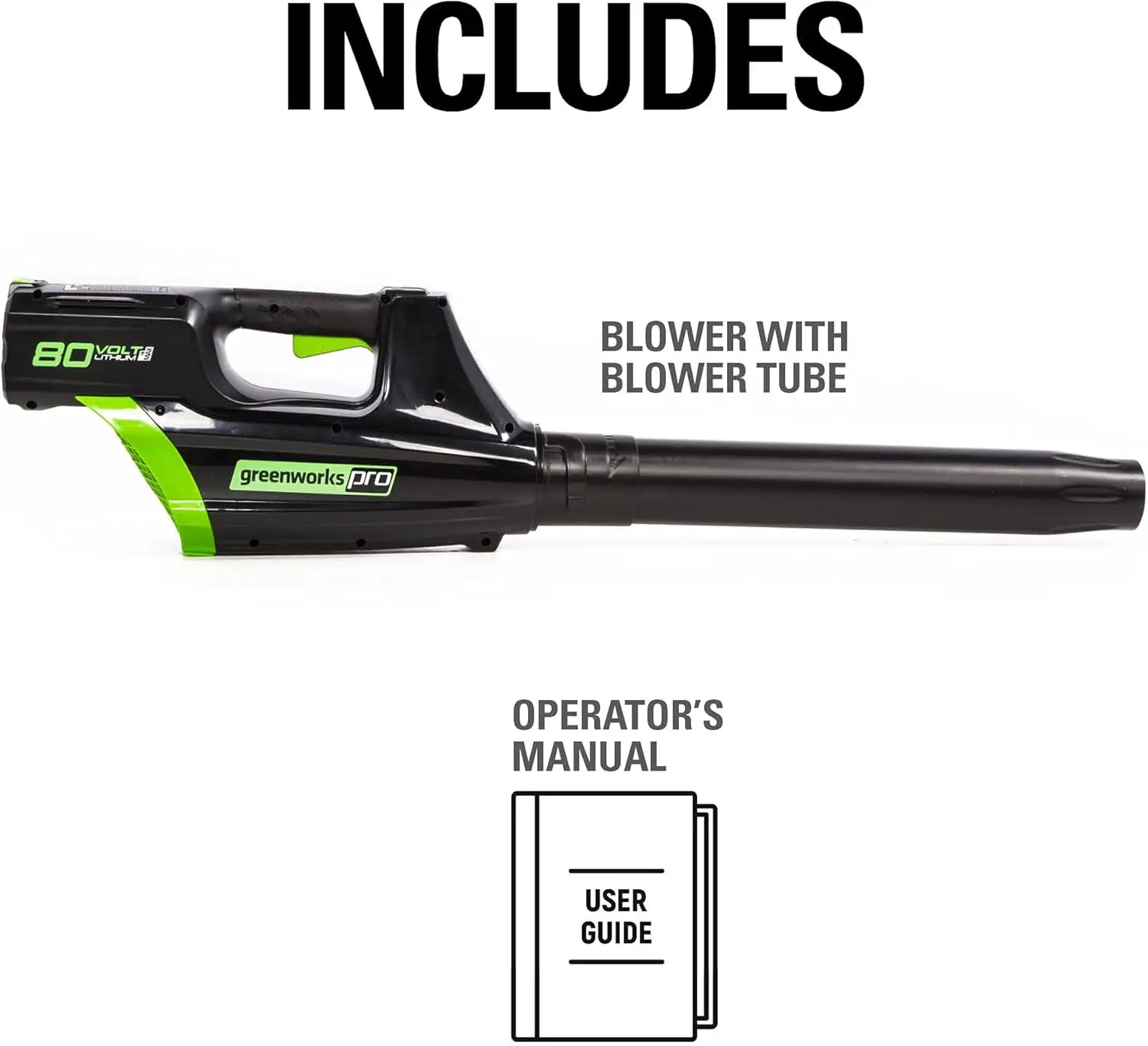 Greenworks Cordless Axial Leaf Blower, Tool Only, Ferramentas compatíveis, 80V, 125 MPH, 500 CFM, 75 +